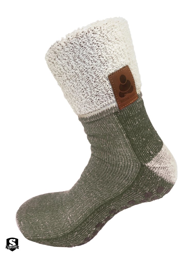 Buddha Socks, antiskli ullsokker, grønn - Supcare