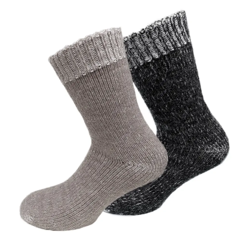 Sokker med alpakkaull, svart og beige, 2 stk. - Supcare