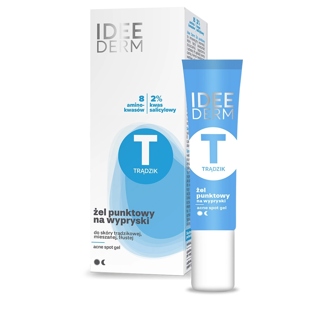 Punktbehandlende gel mot kviser og akne, med salisylsyre og glykolsyre, 15 ml - Idee Derm