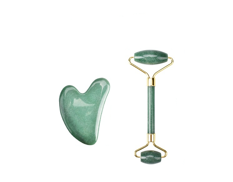 Gua Sha set - Grønn aventurin Jade roller og Gua Sha stein - Mediconline