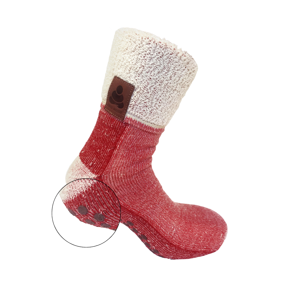 Buddha Socks, antiskli ullsokker, rød - Supcare