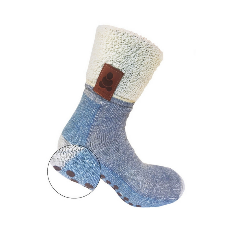 Buddha Socks, antiskli ullsokker, blå - Supcare