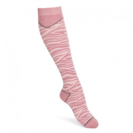 FUNQ WEAR Kompresjonsstrømper bomull 15-18 mmHg sebra rosa