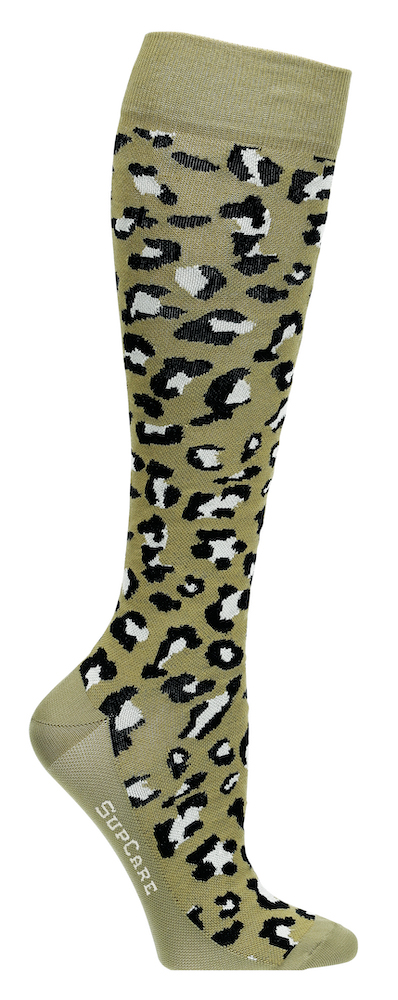 Leopardmønstret støttestrømpe, grønn - SupCare