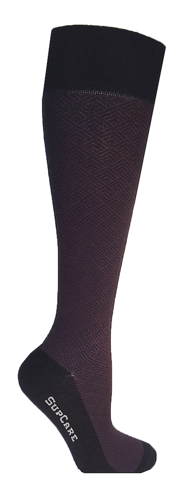 Stilige støttestrømper for menn - diskret burgunder mønster - Supcare