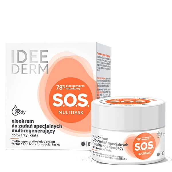 Vannfri hudpleie – Oljebasert SOS-krem uten vann for sensitiv og tørr hud 50 ml - IDEE DERM