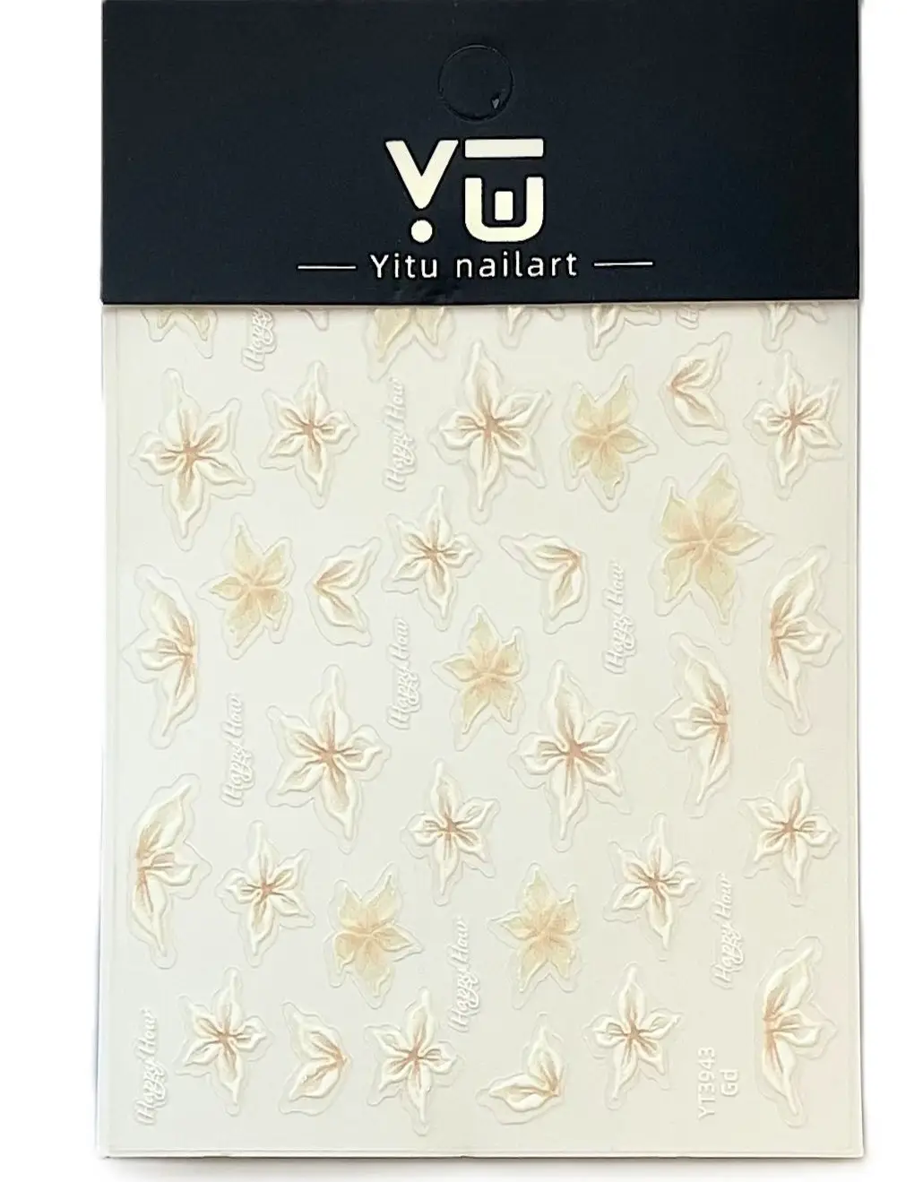 Negleklistremerker lysegule blomster – Fairy Pearl Flower - Yitu nailart