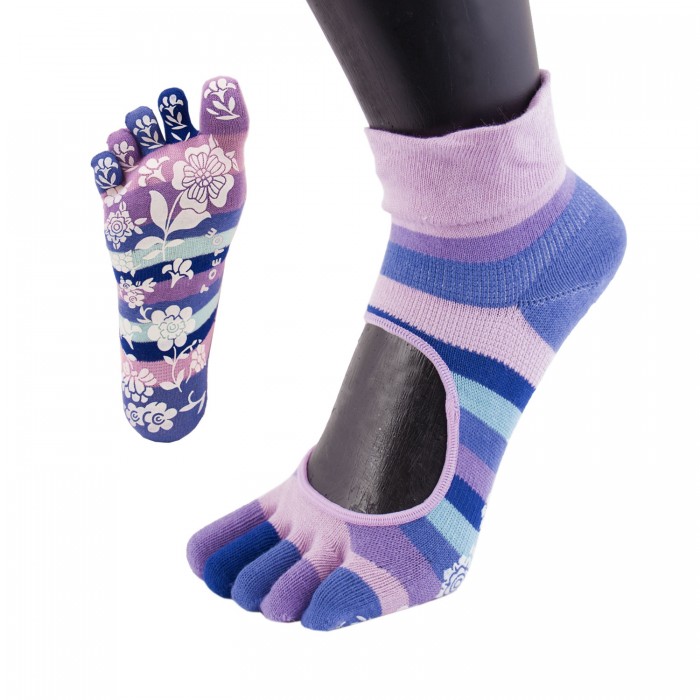TOETOE Yoga&Pilates tåsokker med antiskli, rosa striper