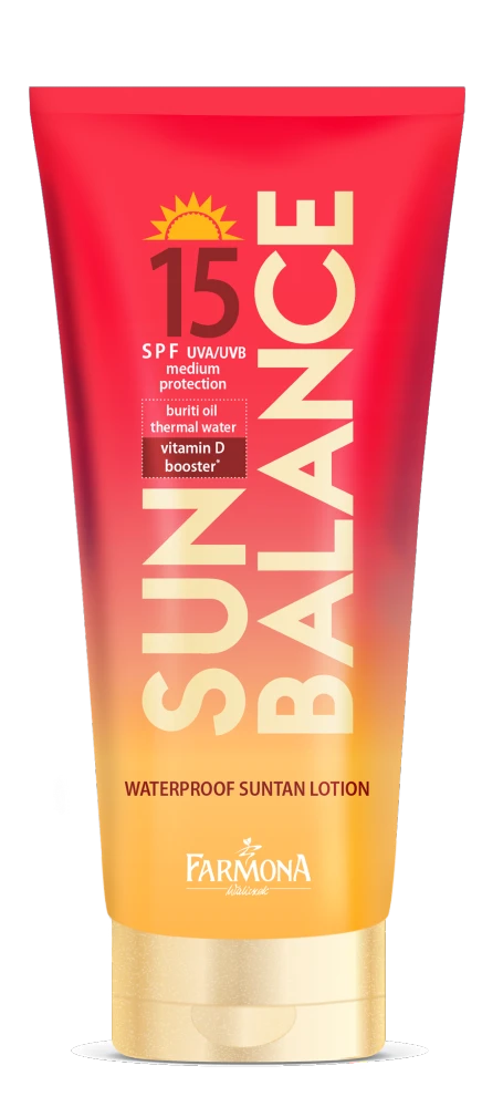 Solbeskyttelsesemulsjon SPF 15 med buritiolje for en vakker brunfarge - SUN BALANCE