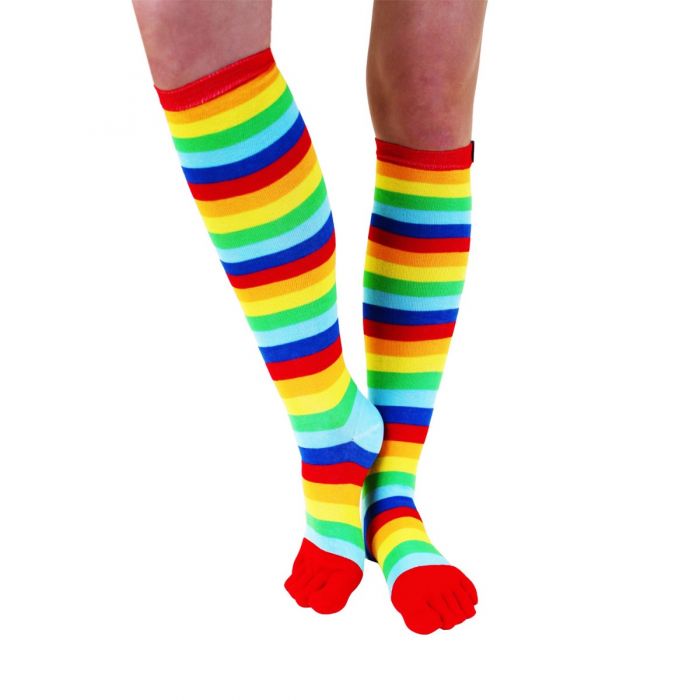 TOETOE Essential - Knelange tåstrømper, Striped Rainbow