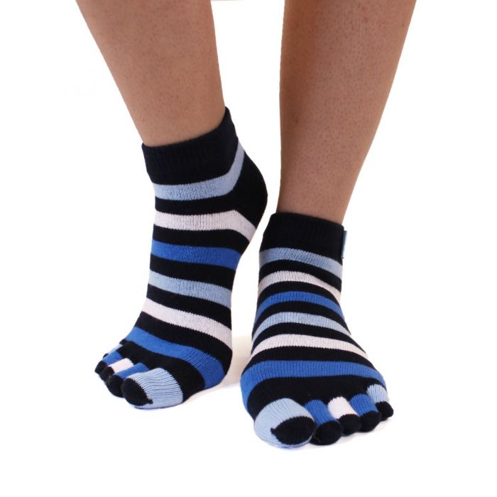 TOETOE Essential Anklet - Ankelhøye Tåsokker, Striped Denim